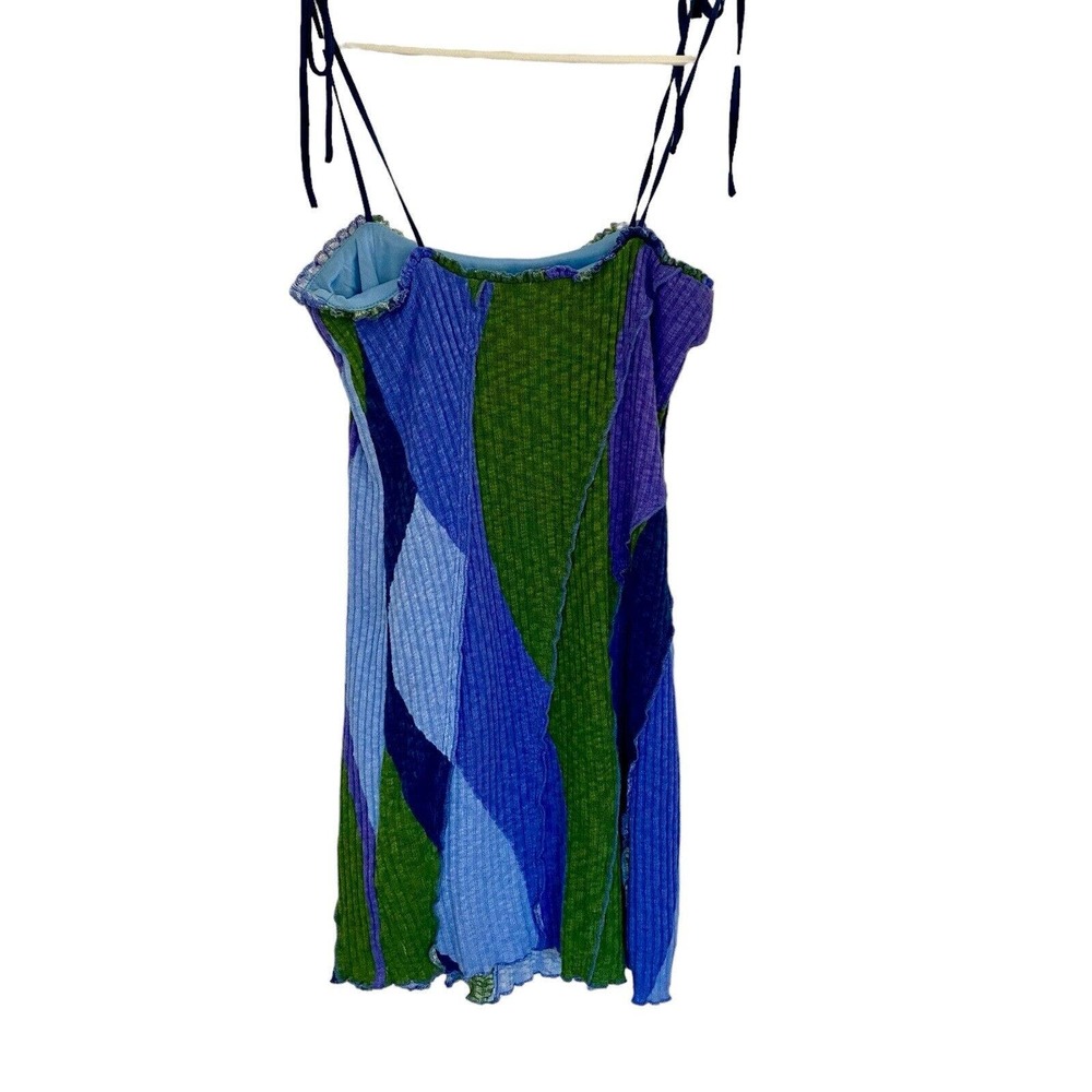 Urban Outfitters Cassidy Spliced Mini Dress Size XS Blue/Purple/Green